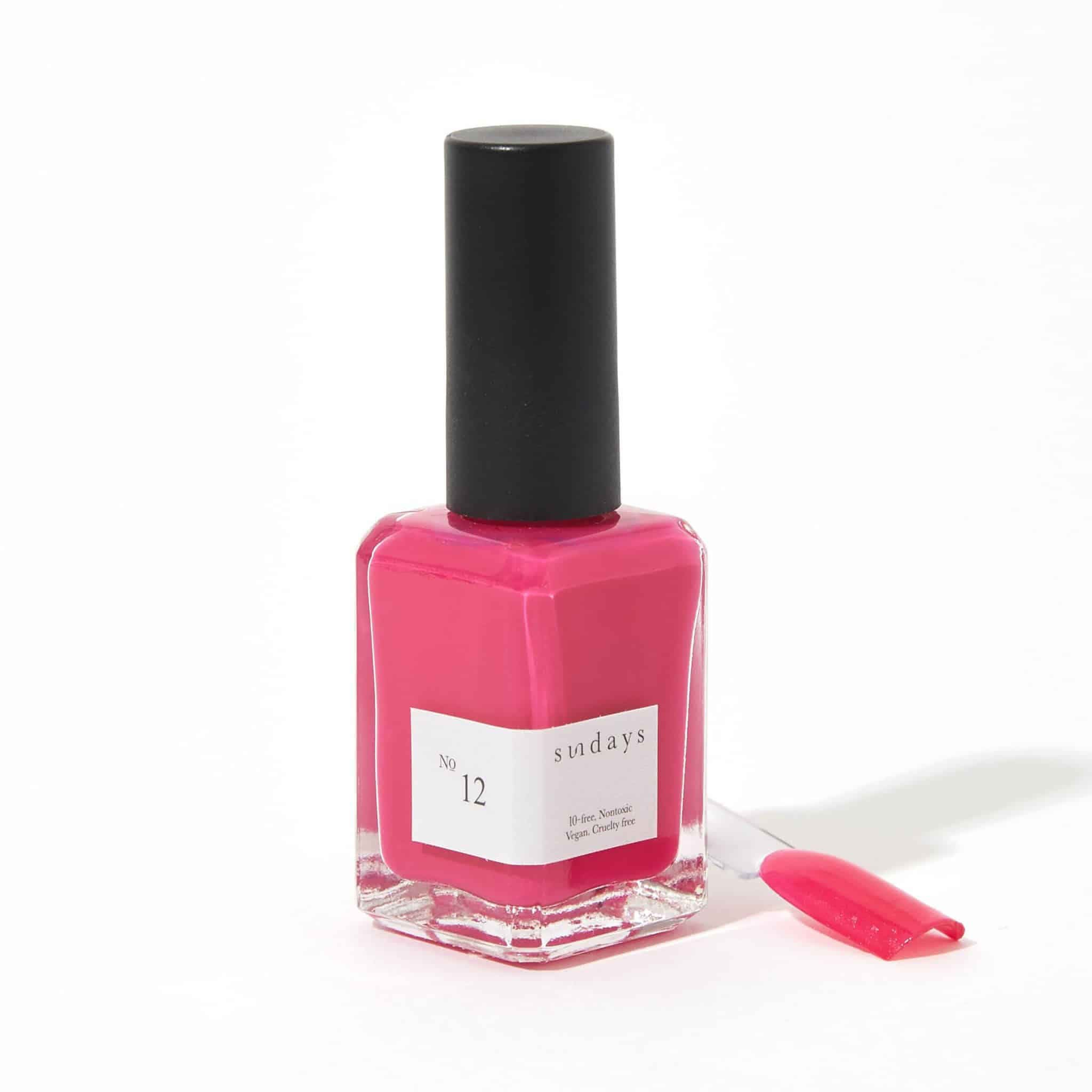 Non-toxic nail polish in deep pink