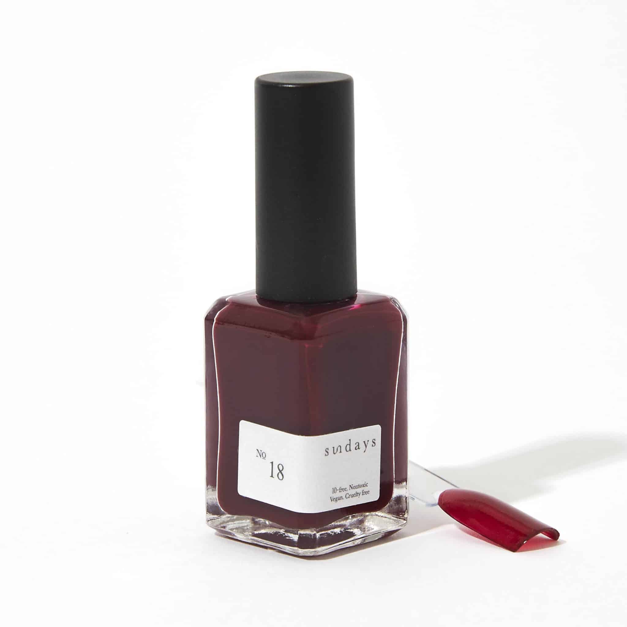Non-toxic nail polish in dark red