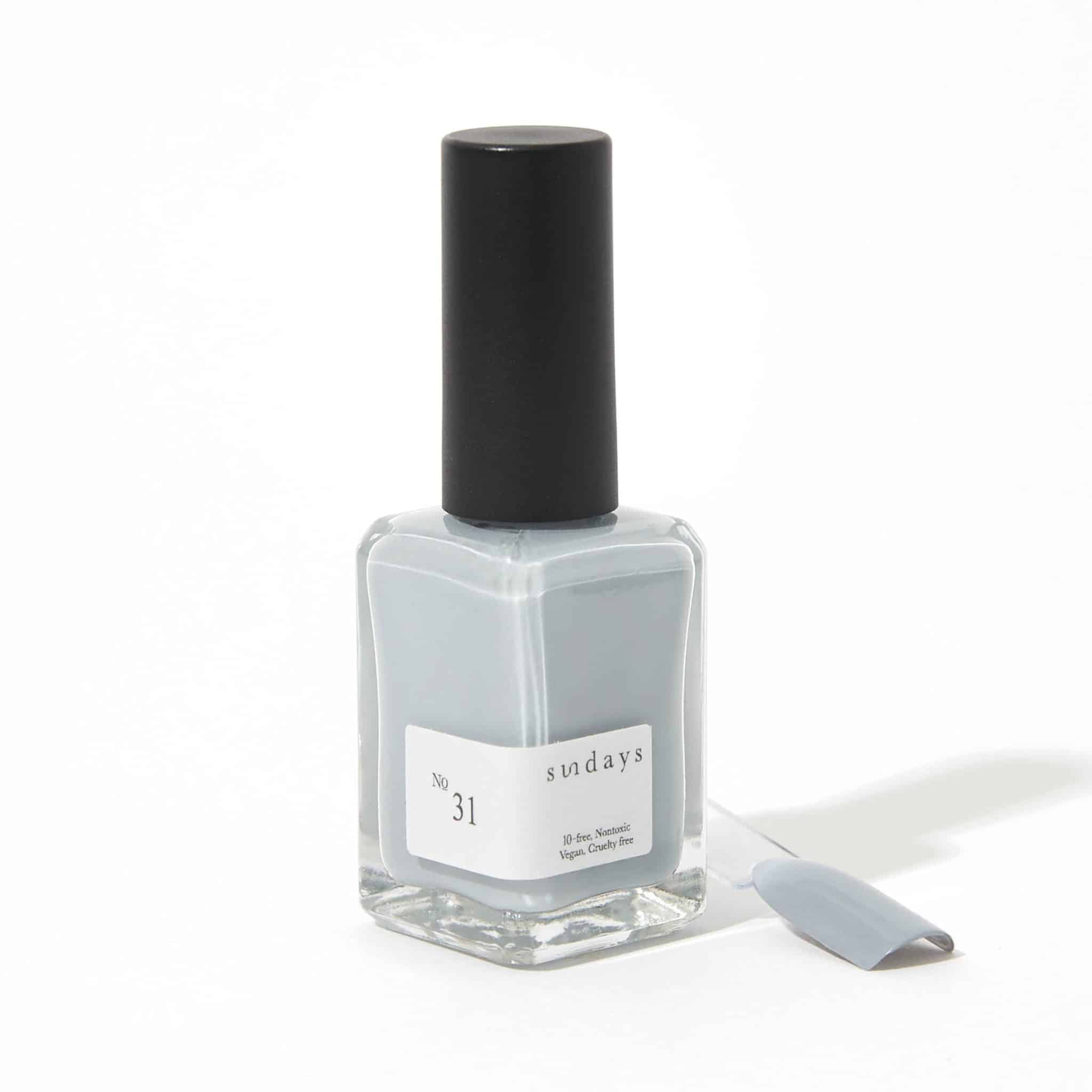 Non-toxic nail polish in muted gray