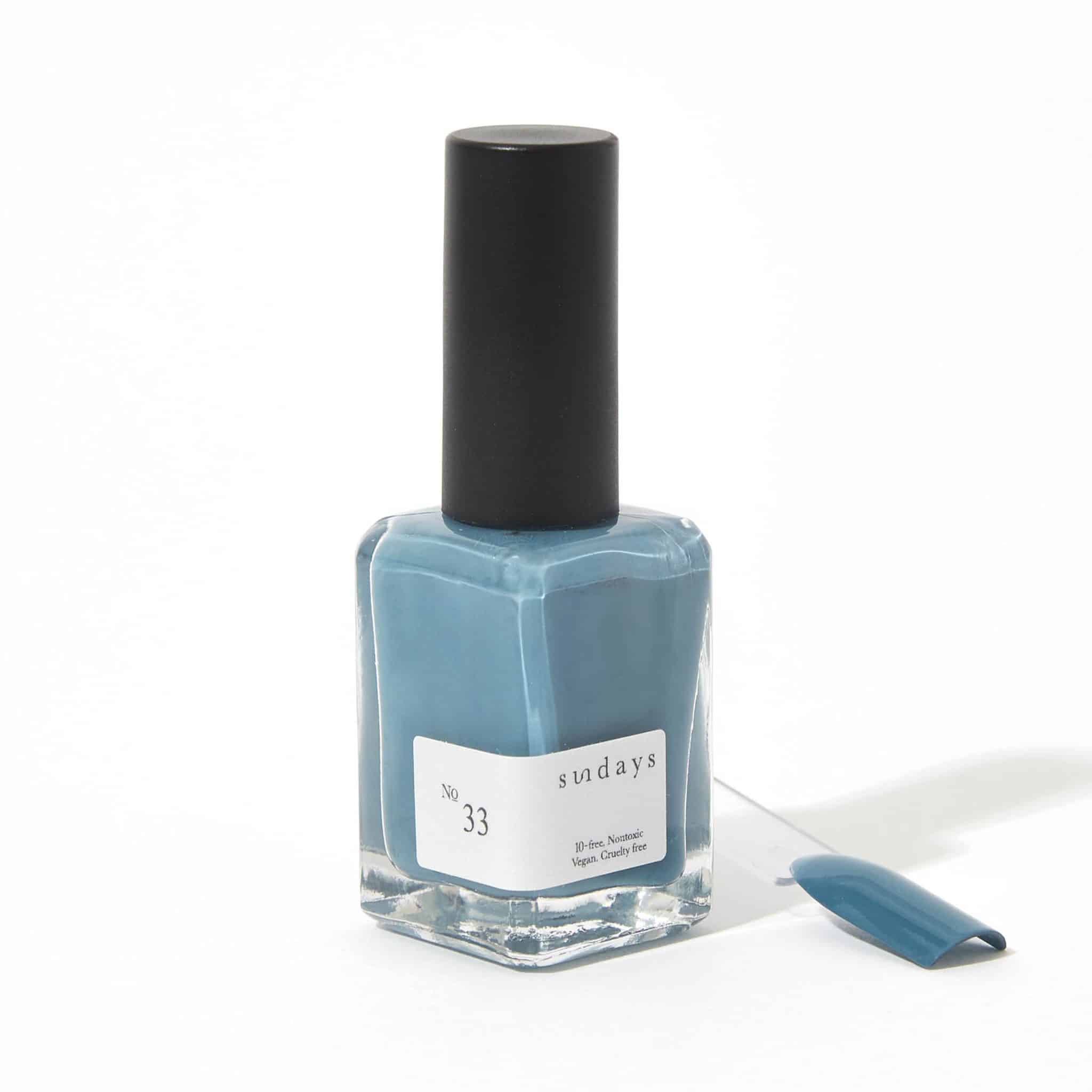 Non-toxic nail polish in steel blue