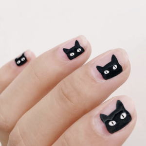 halloween nails black cat manicure