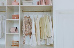 Closet with pink clothes
