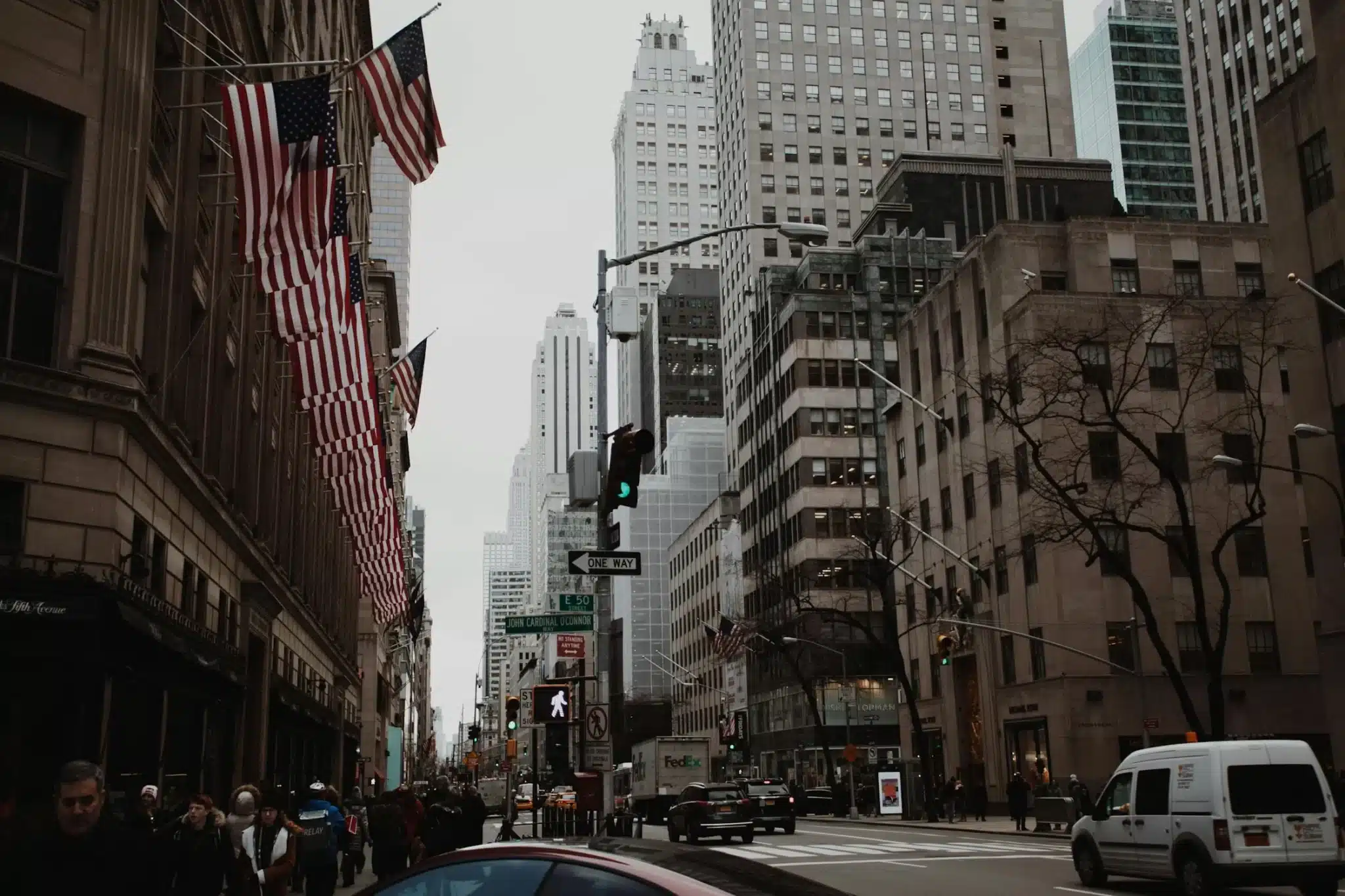 America flags in new york city