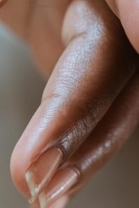 Close up of a woman's bare finger nails