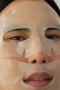 Woman wearing a skincare mask.