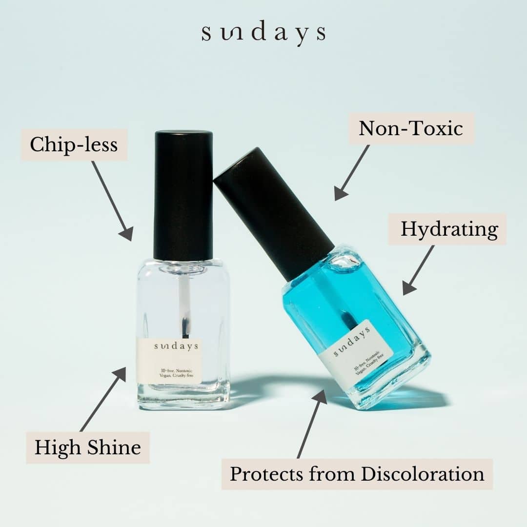 infographic with the benefits of top coat and base coat