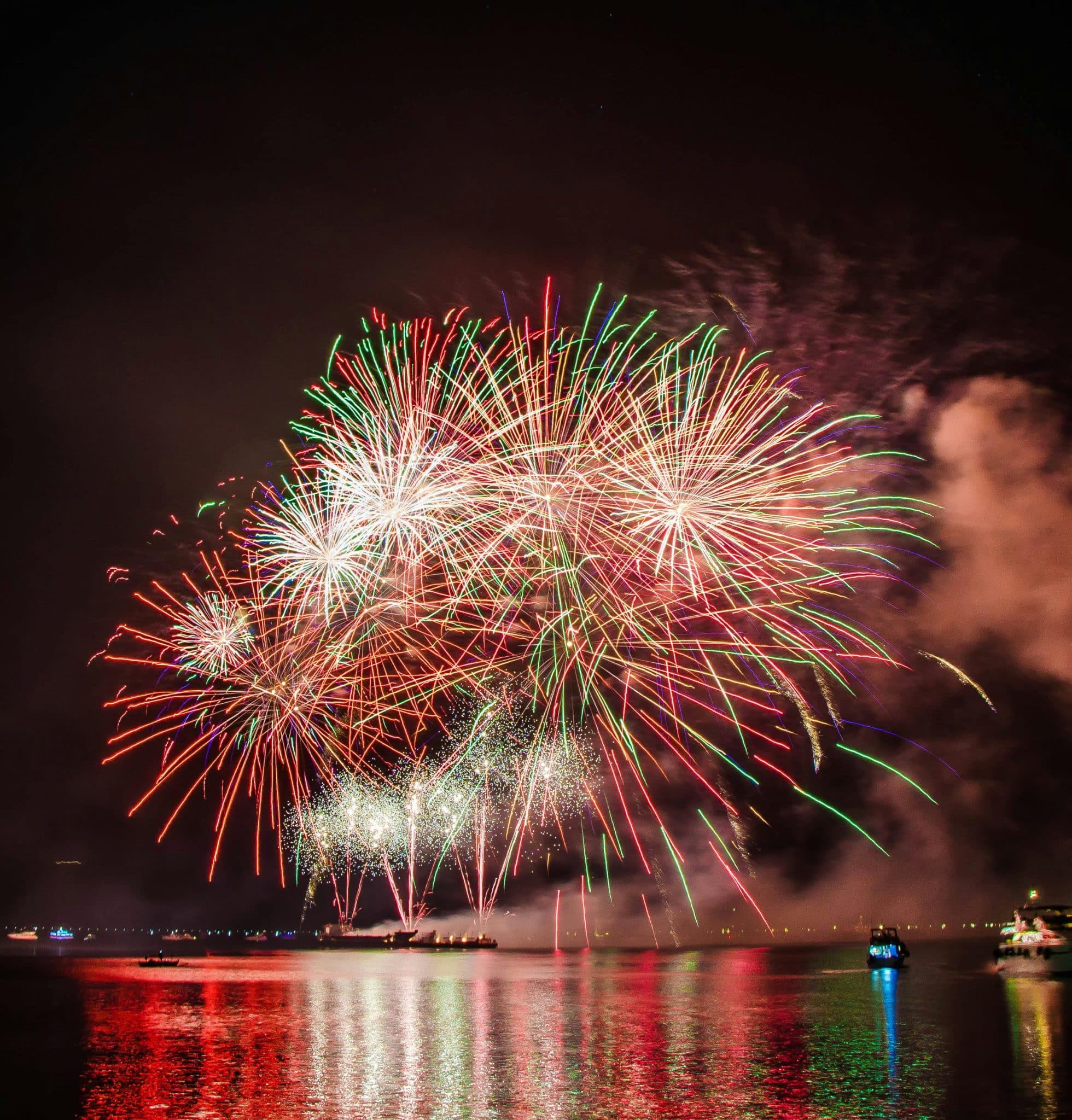 fireworks over the water