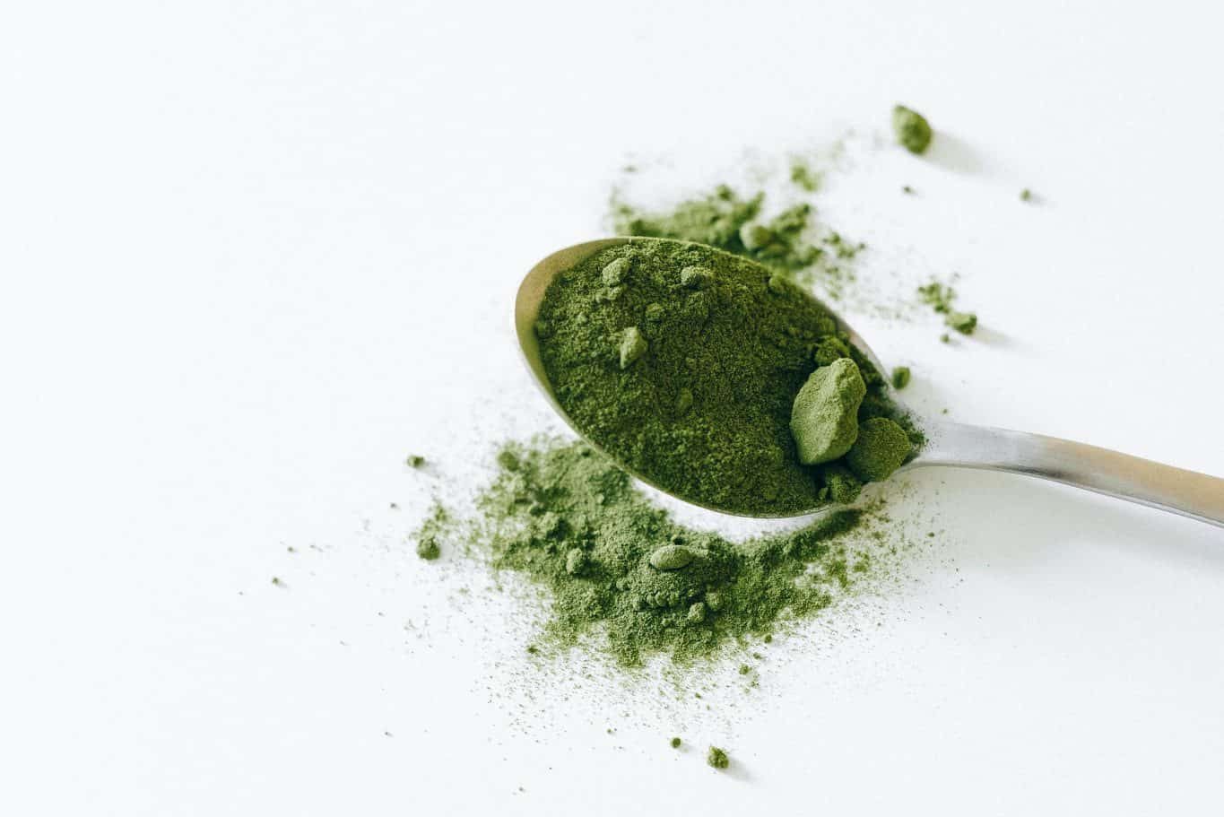 Spoon with matcha powder